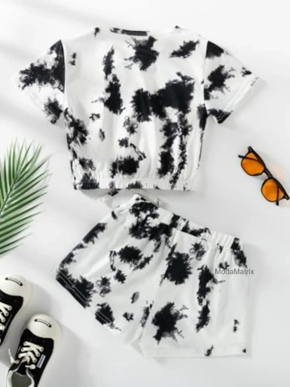 Girls Tie-Dye Crop Top & Shorts Set with Pockets - Summer Outfit
